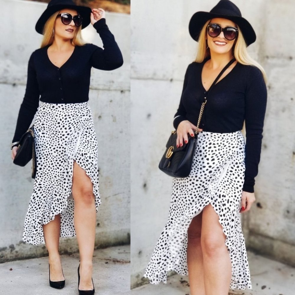 Dalmation Print flowing wrap Skirt